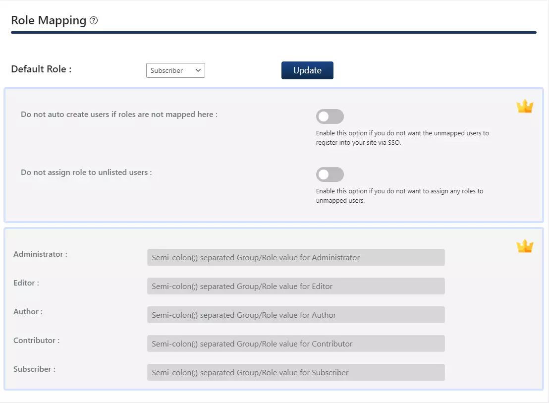 WordPress SAML SSO | Login-role mapping