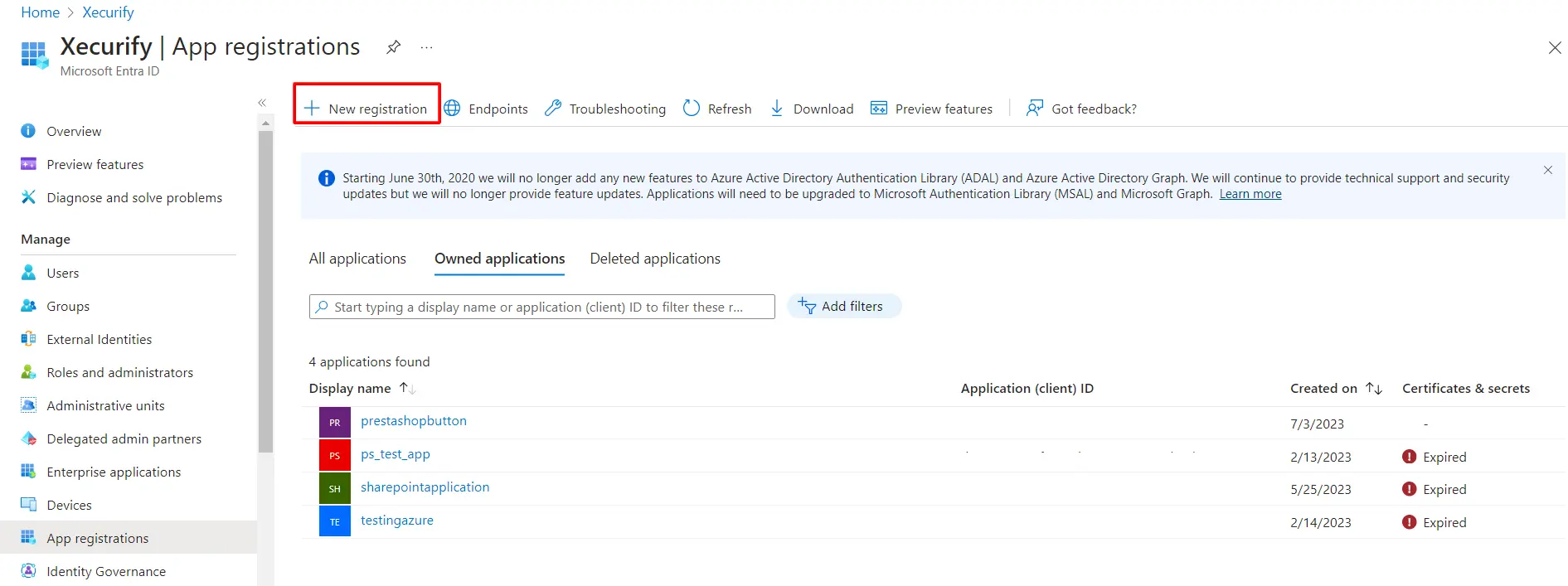 New registration for Azure AD Typo3 SAML SSO