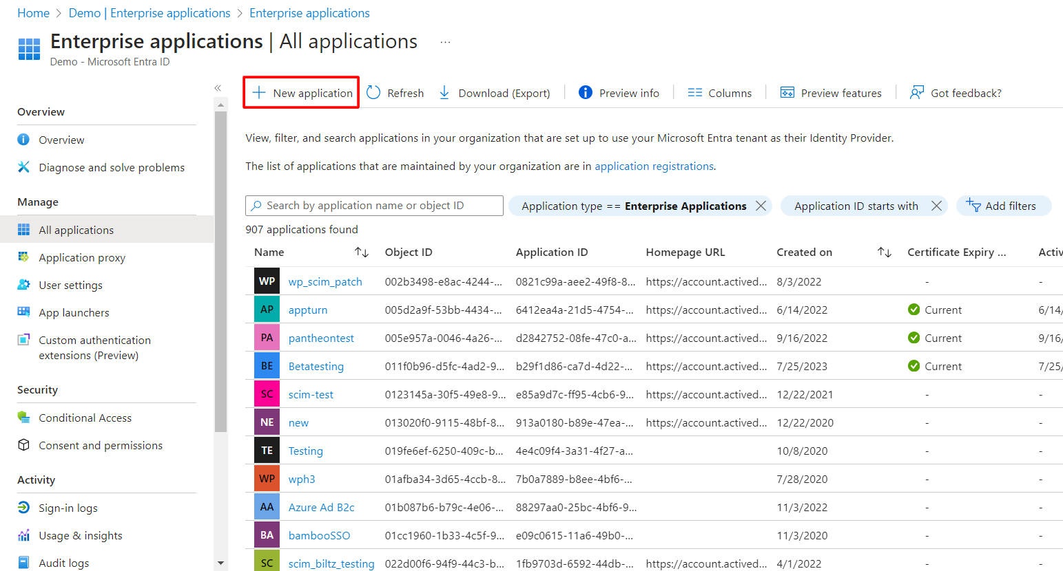 WordPress Azure AD Single Sign On | New Application